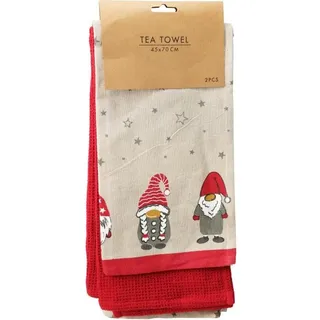 GESCHIRRTUCH 2er Set Weihnachten ca. 45 x 70 cm Rot, Beige