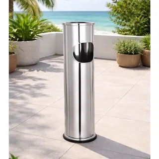 Mojawo XL Standaschenbecher Windaschenbecher Mülleimer Outdoor Chrom