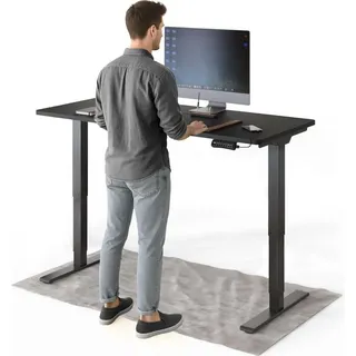 DESKSPACE PRO Plus Elektrisch Höhenverstellbarer Schreibtisch, 140x70 cm Stehpult mit Memory-Funktion, Schwarze Tischplatte, Schwarzes Gestell - Schwarz
