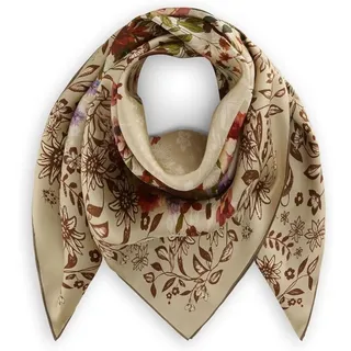 Codello Dreieckstuch Codello Premium Carré aus reiner Seide mit floralem Muster, Edel schimmernd, seidenweicher Griff, hohe Farbbrillanz beige