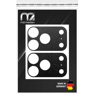 Aufkleber für iPhone 17 Pro Kameraplateau – Dicker Vinyl-Skin zum Abdecken des Hüllen-Ausschnitts & Schutz des Aluminiums (iPhone 17 Pro Plateau Sticker, Leder Optik Schwarz 3D Textur)