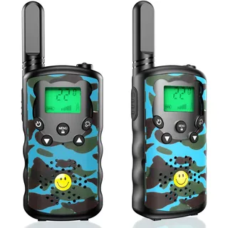 SAJGOP Walkie Talkie für Kinder Funkgeräte 3 KM Reichweite 16 Kanäle mit Hintergrundbeleuchteter LCD-Taschenlampe, Kinder Walki Talki für 6 7 8 9 10 11 12 Jahre Junge Madchen Geschenk Blau UHF