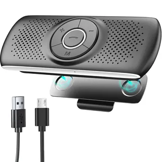 LETRADE Freisprecheinrichtung für Auto Bluetooth 5.0 mit Clip, TF-Kartenslot, integriertes Mikrofon, Unterstützung Siri &Google Assistant, für Musik, GPS, Telefon