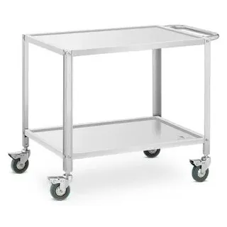 Royal-Catering Servierwagen RCGW 12 silber, aus Edelstahl, 2 Etagen, mit Feststellbremse, 57 x 87 cm