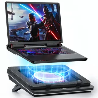 IETS GT600 Laptop-Kühlpad mit 14CM Turbo-Lüfter, versiegeltem Schaumstoff für schnelle Kühlung von Gaming-Laptops, 14,1-19,3-Zoll-Laptop-Kühler mit Staubfilter, Touch-Start