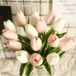 20 Stück Tulpen künstliche Blumen für Tischdekoration, hanlongyu künstliche Blumensträuße, realistische Tulpen Blumen Dekor für Hochzeit, Party, Büro, Küche, Zuhause
