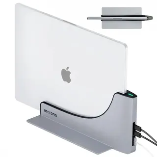 Ascrono Vertikale Docking Station Hub | Kompatibel mit Apple MacBook Air 13 (M2, M3 & M4 2022-2025), mit MagSafe Stecker | 2X USB-C Port (40Gbps) Thunderbolt-4 kompatibles Dock