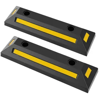 YRHOME Radstopper Parkbegrenzung Gummi 2er Set Gelb/Schwarz