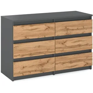 MRBLS Kommode mit 6 Schubladen Sideboard Schubladenschrank Kleiderschrank Modern Möbel mit Schubladen für Ihr Schlafzimmer (Grau Matt - Wotan) – 100 x 71,5 x 33,5 cm (B/H/T)