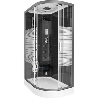 Home Deluxe Dampfdusche mit Wasserfall und Dampfsauna BLACK PEARL - 120x80 cm Rechts