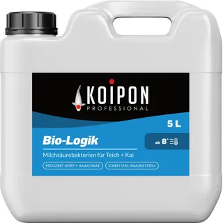 KOIPON Bio-Logik, Teich Milchsäurebakterien 5 l, Teich Bakterien zur Teichpflege vom Gartenteich & Fischteich | Reduziert Ammoniak, Nitrit und Algenwuchs