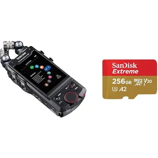 Tascam Portacapture X8 - Portabler 6+2-Spur High-Resolution 32-bit/192-kHz Rekorder & SanDisk Extreme microSDXC UHS-I Speicherkarte 256 GB + Adapter