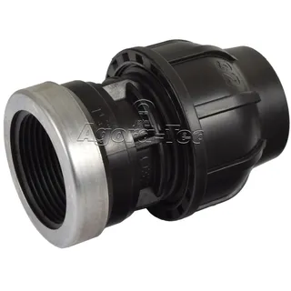 Agora-Tec PE-Fitting Kupplung 32 mm x 1 1/4 Zoll IG (39 mm) für PE-Rohr 32 mm SCHWARZ
