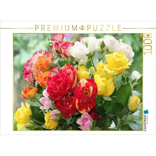 Calvendo Puzzle Bunter Rosenstrauß 1000 Teile Lege-Größe 64x48cm Foto-Puzzle für glückliche Stunden