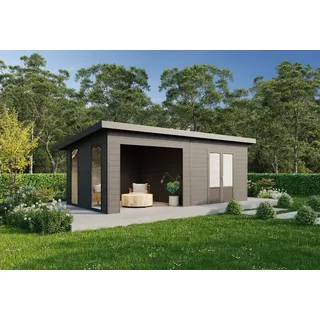 Wolff Finnhaus Seitenwandpaket inkl. 2 Fenster für WPC Gartenhäuser Tona 5024/6024 Anthrazit