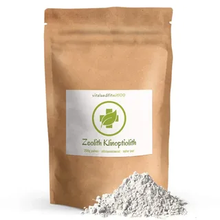 vitalundfitmit100 Zeolith Klinoptilolith Pulver - 250 g - 100% Naturzeolith - in Auslesequalität OHNE Nanopartikel - schadstoffgeprüft - OHNE Hilfs- u. Zusatzstoffe