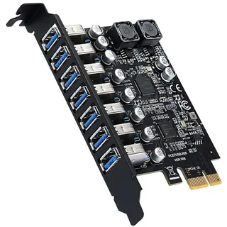 ieron USB 3.2 Front-Controller-Adapterkarte mit 7 Ports, PCI-E Express Erweiterungskarte mit 7 Ports, interne PCIe USB-Karte verbindet 7 erweiterte Geräte für Windows