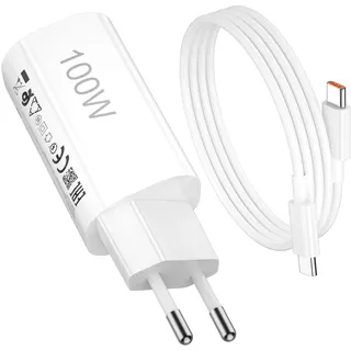 100W Ladegerät Mini und USB C Kabel für Xiaomi Redmi Note 15 Pro+ Poco F8 Pro F8 Ultra 17 Pro Max 5G,Schnellladung Adapter USB Netzteil und 1M Ladekabel Typ C 6A für Xiaomi Redmi K90-Pro Max,Reisen