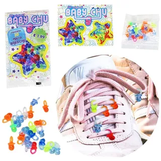 BEMIRO 30 x Schnuller 90er - 1,3cm Groß in Bunten Farben, Schnürsenkel Schmuck, Jahre Accessoires, Plastik Schnuller, Party Outfit - 30 Stück (1 Beutel)