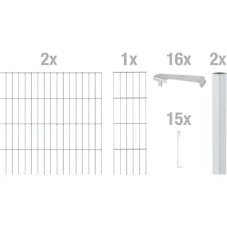 GAH Alberts Alberts Gabionenzaun »Cluster-Gabionen Anbauset«, (Set), feuerverzinkt, 100 cm hoch, 2 m breit, versch. Höhen silberfarben