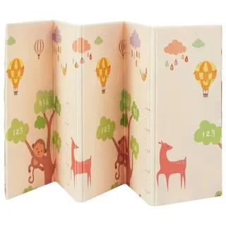 Juskys Kinder Spielmatte Jakob 180x200 cm Tiere - XXL Matte Schaumstoff - faltbar & soft - Beige