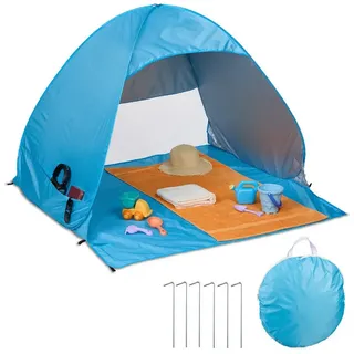 Relaxdays Strandmuschel Pop up Weiß,Hellblau,Schwarz