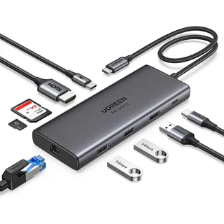 UGREEN Revodok Pro 109 USB C Hub 10Gbps USB A 3.2&USB C 3.2, HDMI 4K@60Hz, PD100W, Ethernet, SD/TF, Docking Station kompatibel mit iPhone 17/16, MacBook Pro/Air, Surface, Galaxy S24/S23 usw.