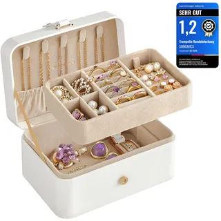 Songmics Schmuckkästchen für größere Accessoires, Geschenkidee, wolkenweiß