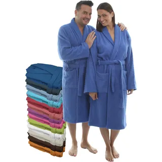 LEBENGOOD Bademantel für Damen, Herren, Unisex, Frottee 100% Baumwolle 400 gr, Flauschig, Kuschelig, Bunt, Leicht, Lang Kurz, Dusche, Größen Weicher Morgenmantel (3XL, Azulon) - 3XL