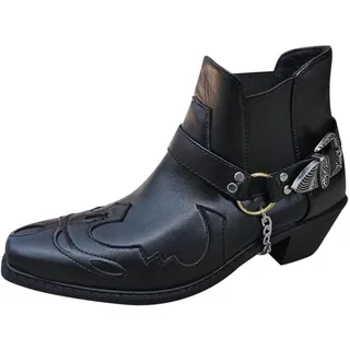 Cowboy Stiefeletten Herren Braun Western Stiefel Herren Leder Vintage Chelsea Boots Elegant Cowboy Boots Mode Western Boots Mit Absatz Reitstiefeletten Gothic Stiefeletten Japanisch High Heels - 45 EU