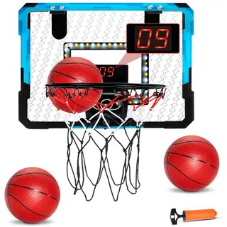 Vevor Basketballkorb Indoor Set, Mini-Basketballkorb mit elektronischer Anzeigetafel, Punktezähler- und Musikbegleitfunktion, LED-Licht, Ideal für den Innenbereich für Kinder ab 3 Jahren