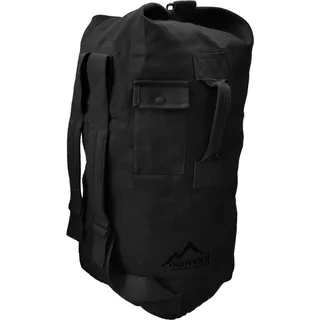 Seesack aus reißfestem Canvas-Material mit Doppelgurt und Metallverschluss - 100% Baumwolle Dunkelschwarz 90 Liter