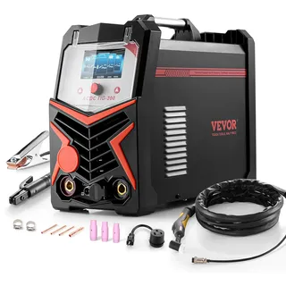 VEVOR WIG Schweißgerät, 200 A 6-in-1-Aluminium-Schweißer (LED-Anzeige) – AC WIG/DC WIG/AC Pulse WIG/DC Pulse WIG/Spot WIG/MMA (Stick), mit synergetischer Steuerung IGBT