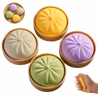 Riesiger üBerraschungs-Dumpling-Squishy,Jumbo-Dumpling-Squishy-Spielzeug Mit Dampfgarer-Box,Bunter Sensorischer Stressball,Stressabbau-Fidget-Toy,Quetsch-Dampfgummi FüR Erwachsene(Bunt)