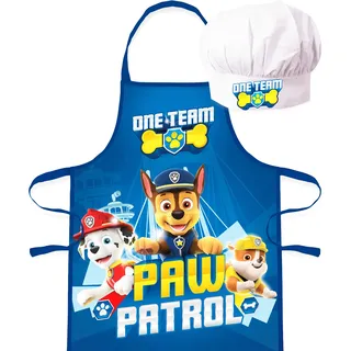 Sorrisini Kinderschürze Kochmütze für Kinder Paw Patrol | Kochmütze Kinder | Kinderschürze Jungen | Verstellbare Kinderschürzen zum Backen, Malen, Kinder 3-8 Jahre - 3-8 yars