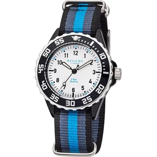 REGENT F-1204 35mm Textilgehäuse Blau Textilarmband Grau