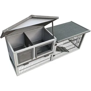 Wiltec Hühnerstall 1440x525x685mm Freilauf Holz, Hühnerhaus Kotwanne Freigehege,