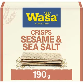 Wasa Knäckebrot Tasty Snacks Crisps Sesam & Meersalz, 190g | Extra dünner Knäckebrot-Snack mit Sesamsamen und Meersalz, Ideal zum Snacken