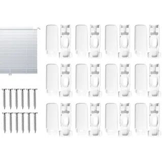 Hitopin 12 Stück Verspannte Plissees Halterungen, Plissee Ersatzteile Klemmträger, Spannschuhe für verspannte Plissees, Klemmträger Plissee, für Klebeträger und Stick,Fix Front Klebeplatten(Weiß)