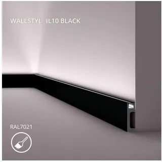 NMC IL10 Black WALLSTYL Noel MARQUET Zierleiste Stuckleiste Indirekte Beleuchtung bereits lackiert Modernes Design Schwarz