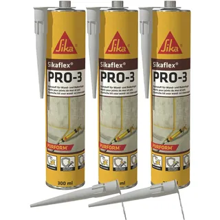vasalat Sikaflex-PRO-3 witterungsfester Dichtstoff Dichtmasse 300 ml 3er Set + Spitzen
