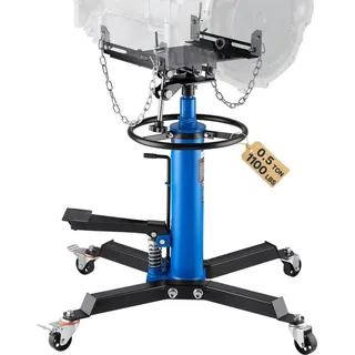 Transmission Jack,0.5 Ton/1100 lbs Capacity Hydraulic Telescopic Transmission Jack, 2-Stage Floor Jack Stand with Foot Pedal, 360° Swivel Wheel, G...