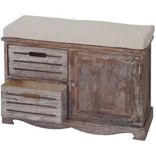 Mendler Sitzbank HWC-J22, Bank Kommode, Shabby-Look Vintage MVG-zertifiziert 49x71x32cm braun