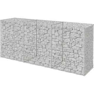 Relaxdays Gabione, Sichtschutz Garten, Steinkorb, 3.5mm Draht, silber | verzinkt, HBT: 100x200x50 cm, Gabionenwand, Stahl
