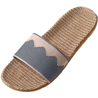 Hausschuhe Herren Sommer Offen Badeschlappen Herren 45 Leinen Schlappen Elegant Strandpantoffeln Casual Flip Flops Slip On Herren-Hausschuhe Unisex Pantoletten Flache Sohle Slippers Duschschuhe - 42 EU