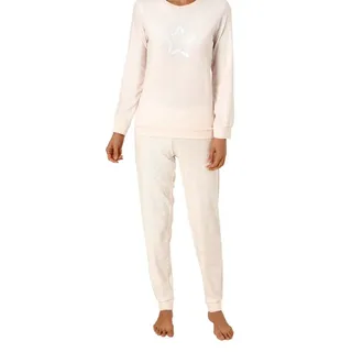 RELAX by Normann Damen Frottee Pyjama Langarm Schlafanzug mit Bündchen und Sterne Optik - 291 201 13 942, Farbe:Rose, Größe:40/42 - 40