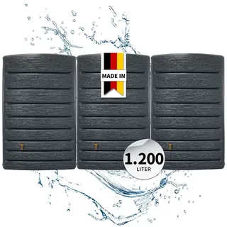 4rain ExtraSLIM stone decor Wandtank-SET 1200 Liter graphite grey, 3 x ExtraSLIM stone decor 400 Liter inkl. Verbinder