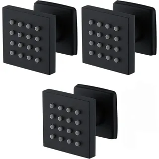 SXLSZ Seitenbrause Schwarz Massagedüse Dusche 2 Zoll Messing Seitenbrause Brause Einstellbar Köpermassagedüsen Wandbrause Wanddüse Regenbrause Dusche Wanne Unterputz Jet Spray,3 pcs