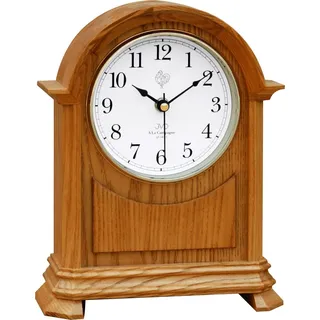 JVD HS12.2 Tischuhr Quarz Holz eiche farben hell mit Melodie - Braun/Hellbraun/Weiß/Schwarz