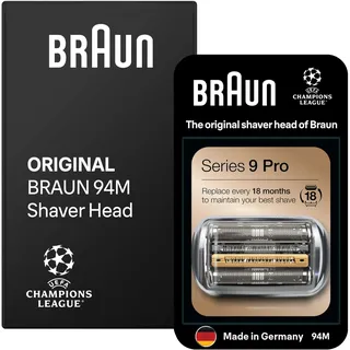 Braun Series 9 Pro Scherkopf für Elektrorasierer, ORIGINAL Ersatzscherteil vom Hersteller passend für Braun Herren Rasierer Series 9 Pro, 94M, chrom, 1er Pack, Unbedruckte Kartonverpackung